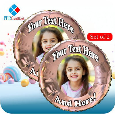 Happy Birthday Balloons Personalized with Photo and message on 18 inch foil balloons