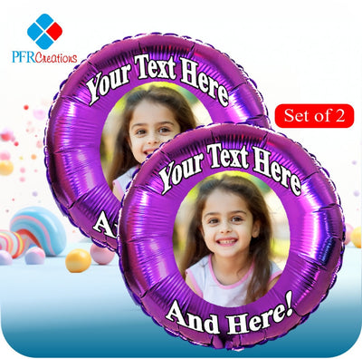 Customizable Round Foil Balloons with Photo and Text - Perfect for Parties and Celebrations - Set of