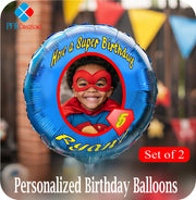 Custom Superhero Themed Foil Balloon with Personalized Name and Age - Party Decorations - Set of 2